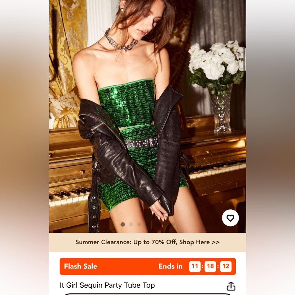 NWT It Girl Sequin Party Tube Top from Cider-Size XS- sparkly green sequin top